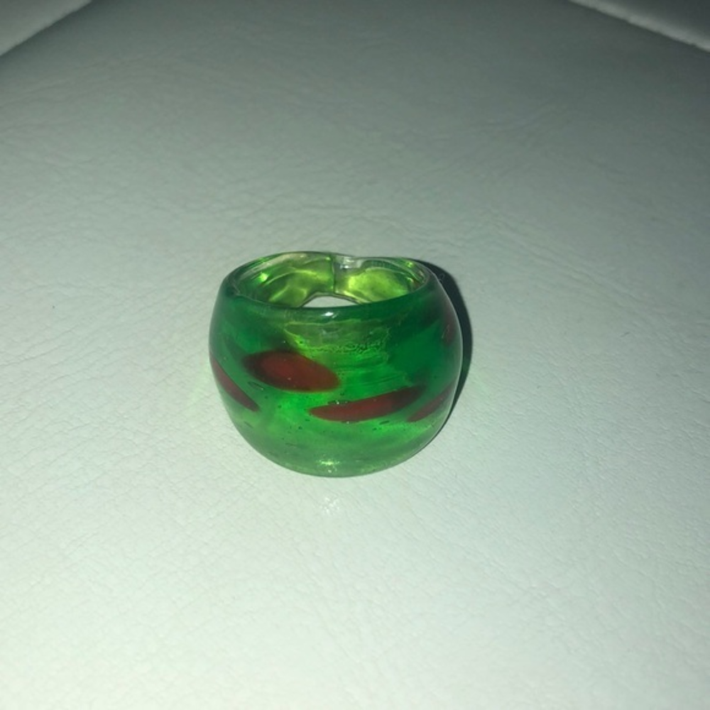 Glass‎ Ring Size 7 Green Red Vintage Y2K